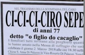 Addio a Ci-Ci-Ciro Sepe, detto ‘o Cacaglio. La cultura napoletana che vede i morti come anime da abbracciare e non mostri da allontanare