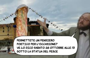 Raccolta firme contro ‘il pulcinella di Pesce’. “Poesie e Pesci”: un pomeriggio di ironia sotto la statua del Pesce