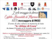 Palermo. L’8 novembre sarà inaugurata la mostra ‘Arte: messaggera di Pace!’, dedicata alla memoria di tutte “le vittime di Gaza” al Castello Beccadelli di Marineo