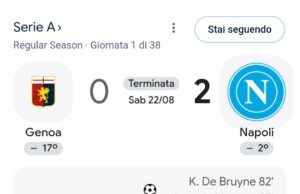 Genoa-Napoli 0-2. Ancora tu dopo cento anni